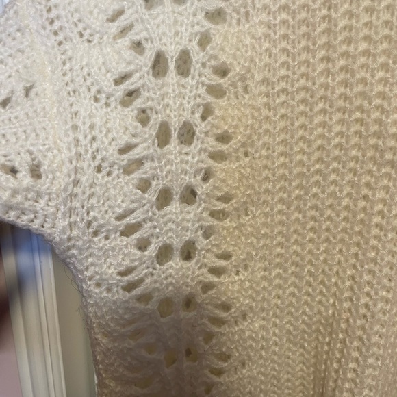 Pilcro Anthropologie Cream December Pointelle Open Knit Sweater - Picture 5 of 6